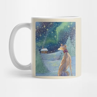 All is bright greyhound gazes out over a calm winter night Mug